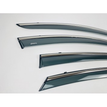 Дефлектори вікон Ford Fusion USA 2014-2020 з нерж. хром полоскою-3